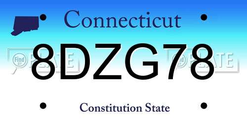 8DZG78 Connecticut License Plate