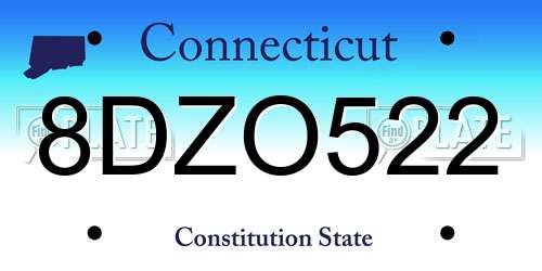 8DZO522 Connecticut License Plate