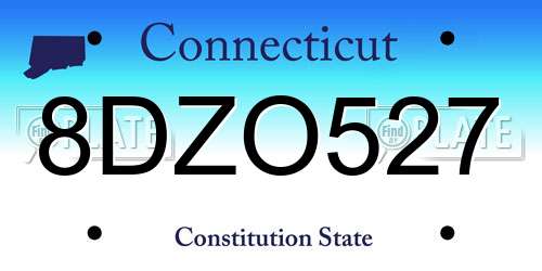 8DZO527 Connecticut License Plate