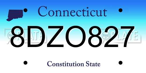 8DZO827 Connecticut License Plate