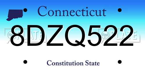 8DZQ522 Connecticut License Plate