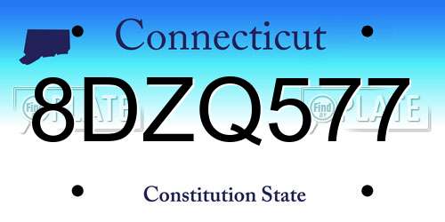 8DZQ577 Connecticut License Plate