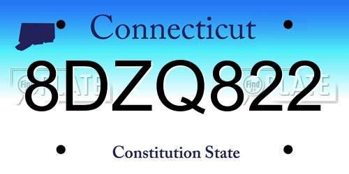 8DZQ822 Connecticut License Plate