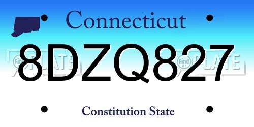 8DZQ827 Connecticut License Plate