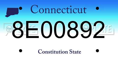 8E00892 Connecticut License Plate