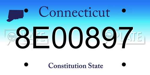 8E00897 Connecticut License Plate