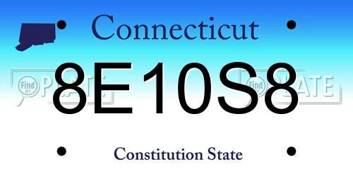8E10S8 Connecticut License Plate