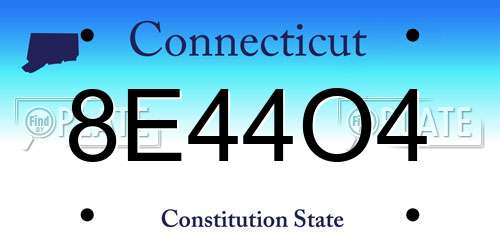 8E44O4 Connecticut License Plate