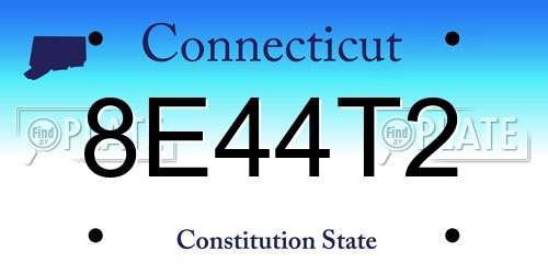 8E44T2 Connecticut License Plate