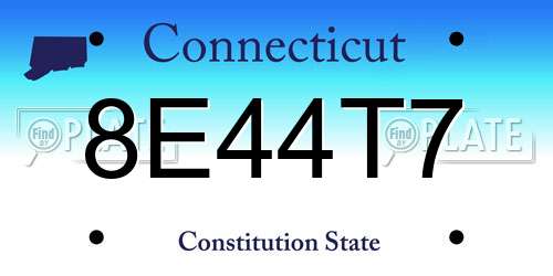 8E44T7 Connecticut License Plate