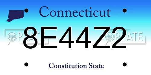 8E44Z2 Connecticut License Plate