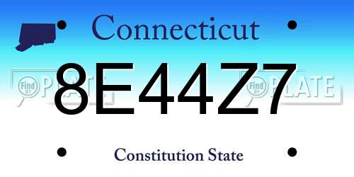 8E44Z7 Connecticut License Plate