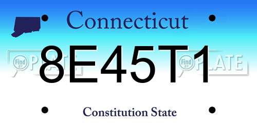 8E45T1 Connecticut License Plate