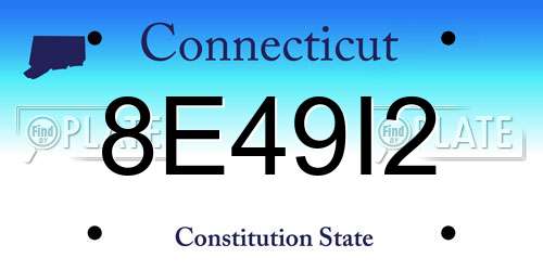 8E49I2 Connecticut License Plate