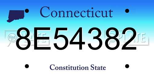 8E54382 Connecticut License Plate