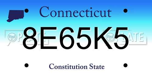 8E65K5 Connecticut License Plate