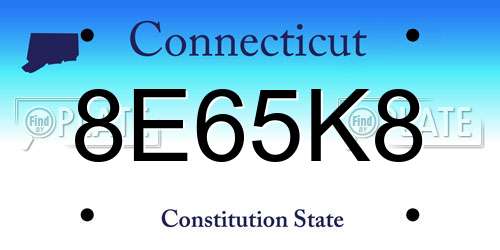 8E65K8 Connecticut License Plate