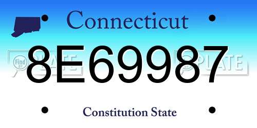 8E69987 Connecticut License Plate