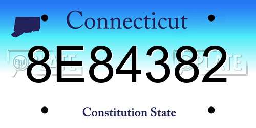 8E84382 Connecticut License Plate