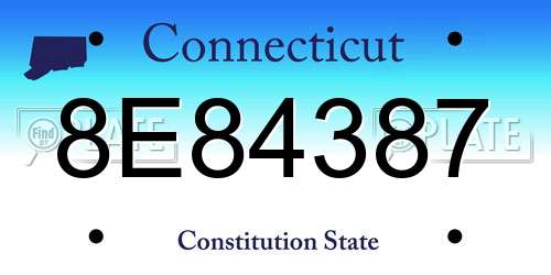 8E84387 Connecticut License Plate
