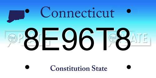 8E96T8 Connecticut License Plate