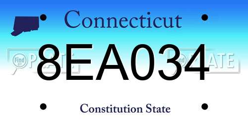 8EA034 Connecticut License Plate