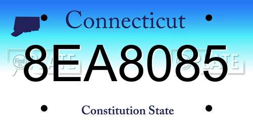 8EA8085 Connecticut License Plate