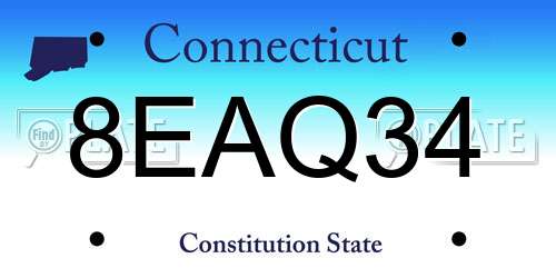 8EAQ34 Connecticut License Plate