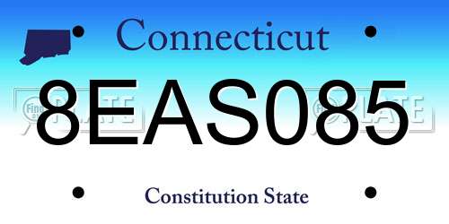 8EAS085 Connecticut License Plate