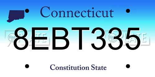 8EBT335 Connecticut License Plate