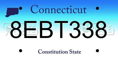 8EBT338 Connecticut License Plate