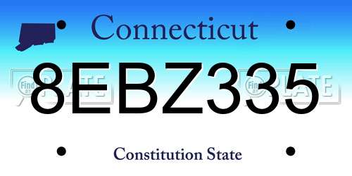 8EBZ335 Connecticut License Plate