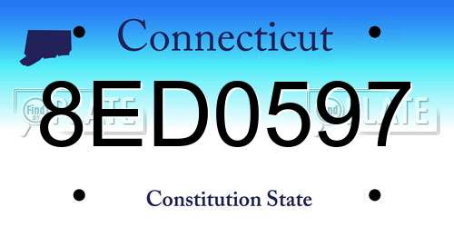 8ED0597 Connecticut License Plate