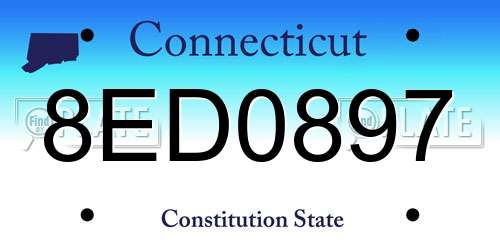 8ED0897 Connecticut License Plate