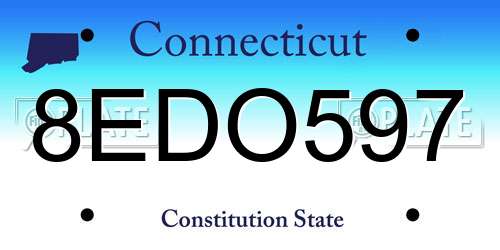 8EDO597 Connecticut License Plate