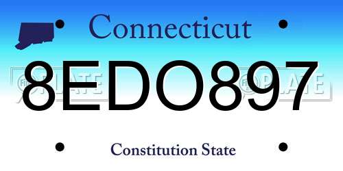 8EDO897 Connecticut License Plate