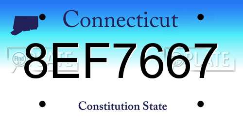 8EF7667 Connecticut License Plate