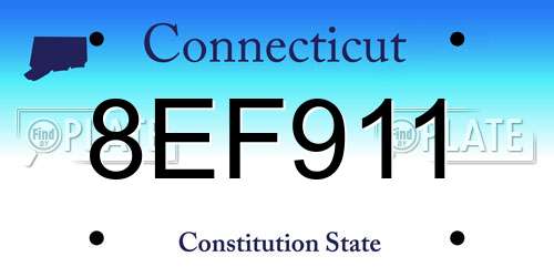 8EF911 Connecticut License Plate