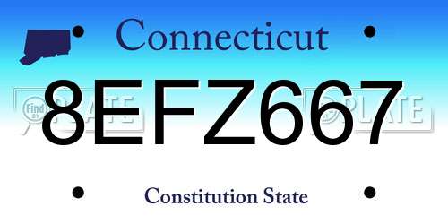8EFZ667 Connecticut License Plate