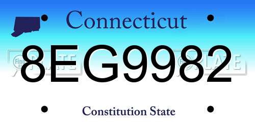 8EG9982 Connecticut License Plate