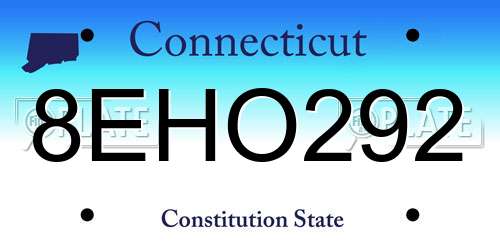 8EHO292 Connecticut License Plate