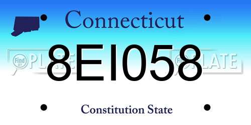 8EI058 Connecticut License Plate