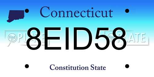 8EID58 Connecticut License Plate