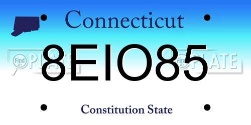 8EIO85 Connecticut License Plate
