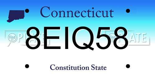8EIQ58 Connecticut License Plate