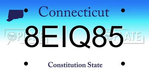 8EIQ85 Connecticut License Plate