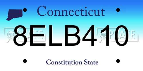 8ELB410 Connecticut License Plate