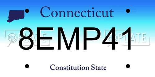 8EMP41 Connecticut License Plate