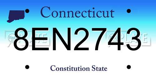 8EN2743 Connecticut License Plate