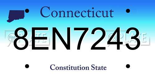 8EN7243 Connecticut License Plate